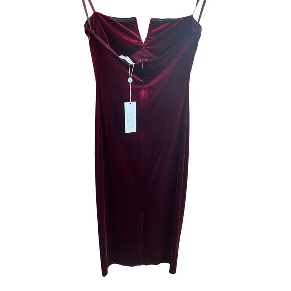 Sage the Label New With Tags Size S Red Misty Velvet Midi Sheath Dress - Picture 6 of 9